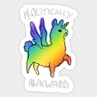 Majestically awesome llama white dark - black Sticker